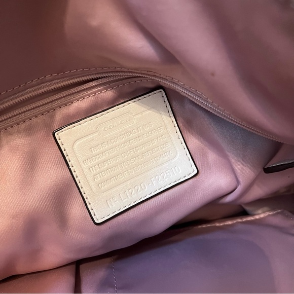 Coach Kristin Satchel Leather White & Tan Croc Embossed Crossbody Bag - Picture 11 of 14